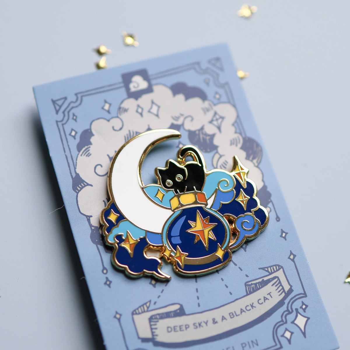 Enamel Pin - Deep Sky and a Black Cat