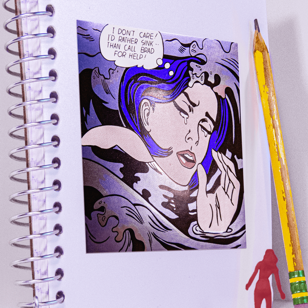 Drowning Girl by Roy Lichtenstein - Die-Cut Sticker