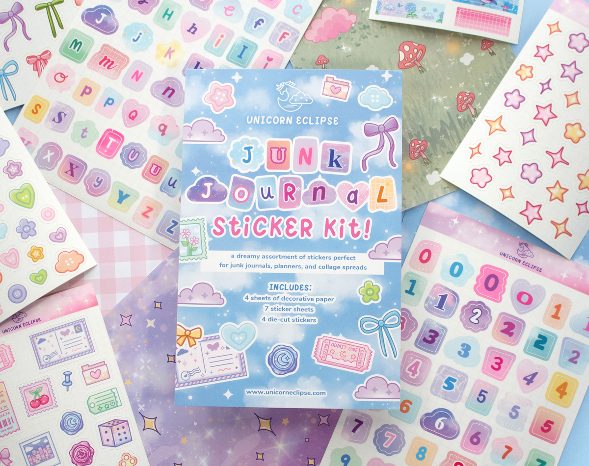 Unicorn Eclipse Junk Journal Sticker Kit