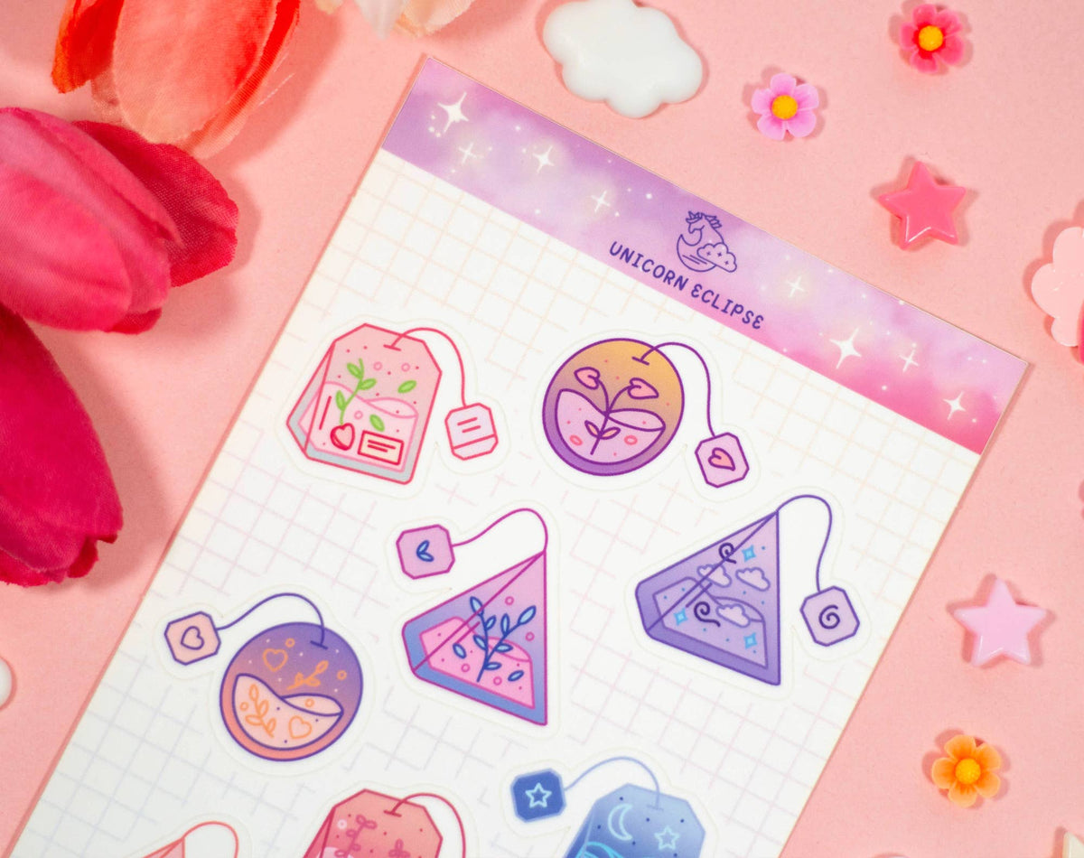 Unicorn Eclipse Tea Bag Sticker Sheet