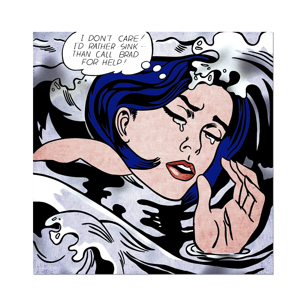 Drowning Girl by Roy Lichtenstein - Die-Cut Sticker