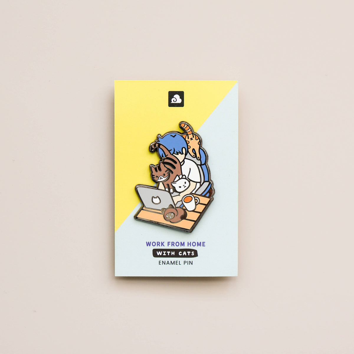 Thousand Skies Enamel Pin - Work From Home with Cats