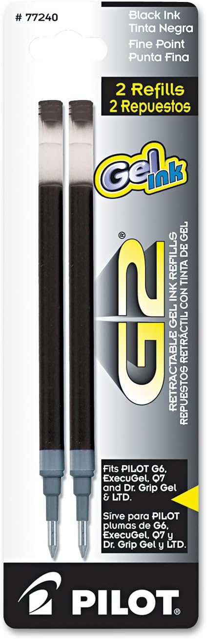 Pilot G2 gel ink refill 2-pack, fine 0.7mm, black ink