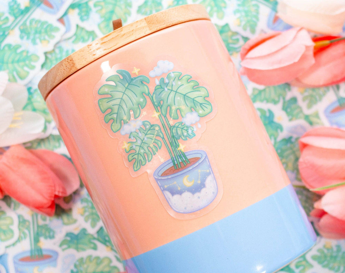 Unicorn Eclipse Monstera Clear Sticker