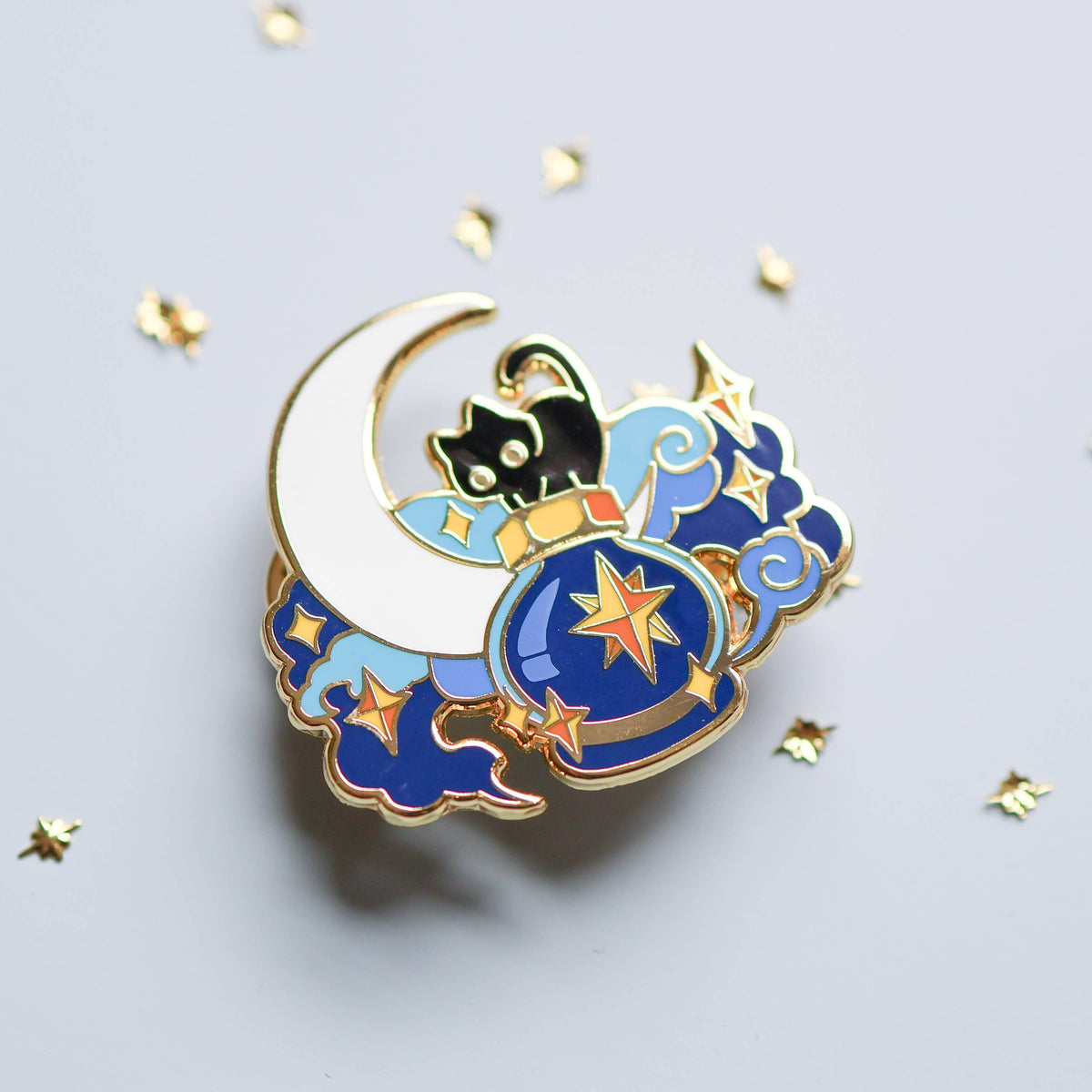 Enamel Pin - Deep Sky and a Black Cat