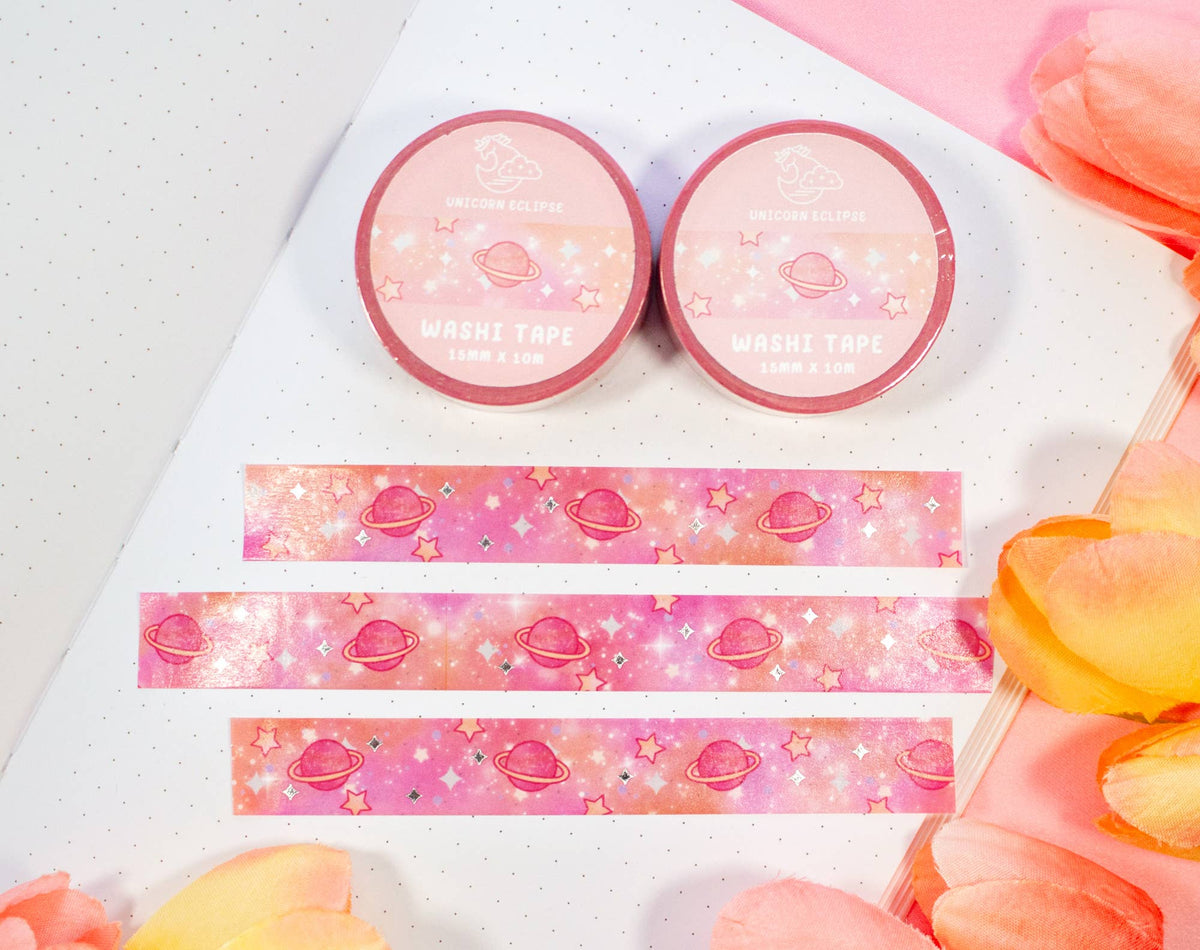 Unicorn Eclipse Pink Galaxy Silver Foil Washi Tape