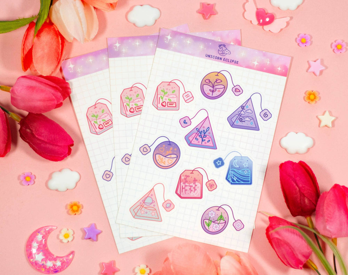 Unicorn Eclipse Tea Bag Sticker Sheet