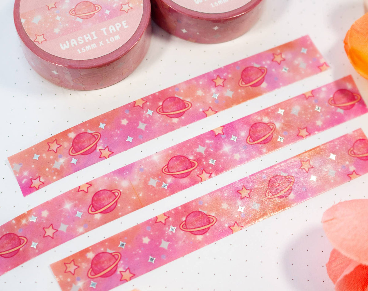 Unicorn Eclipse Pink Galaxy Silver Foil Washi Tape