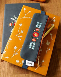 Evelynn Blue Embroidered Notebook Pouch