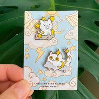 Enamel Pin - Crescent Star Kitties Pin Set