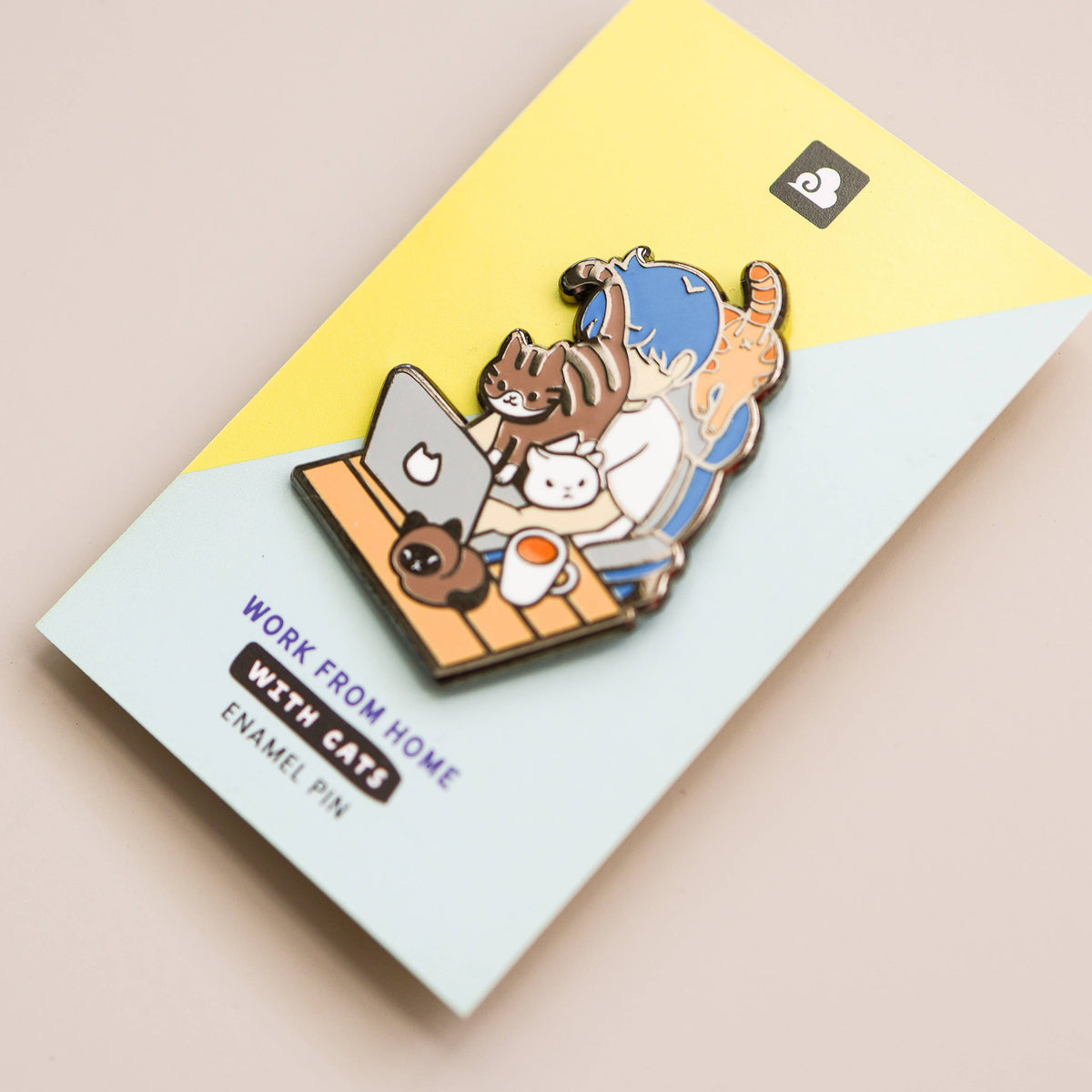 Thousand Skies Enamel Pin - Work From Home with Cats