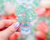 Unicorn Eclipse Monstera Clear Sticker