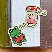 My Mom Says I'm Handsome Sticker | Kawaii Frog & Bear Vinyl Die Cut