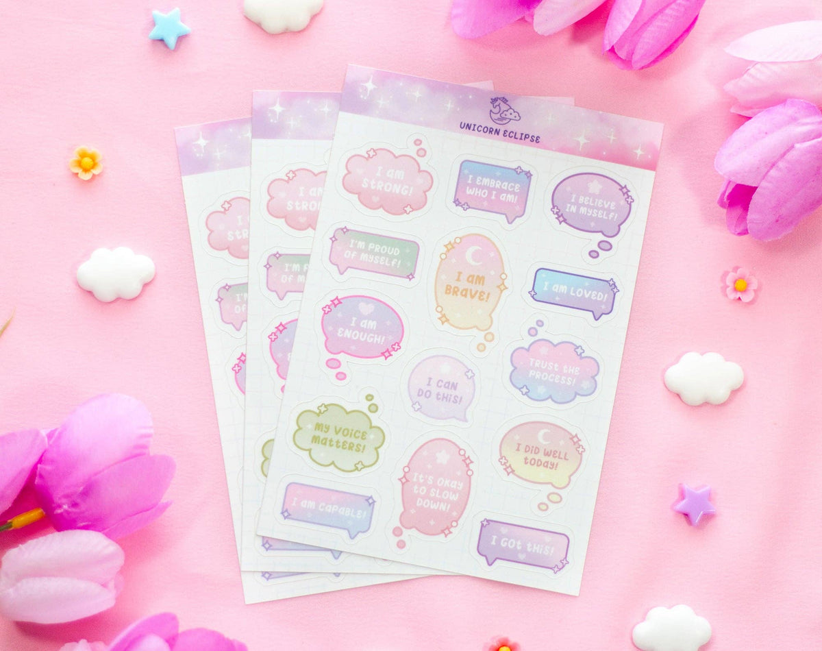 Affirmations Speech Bubbles Sticker Sheet
