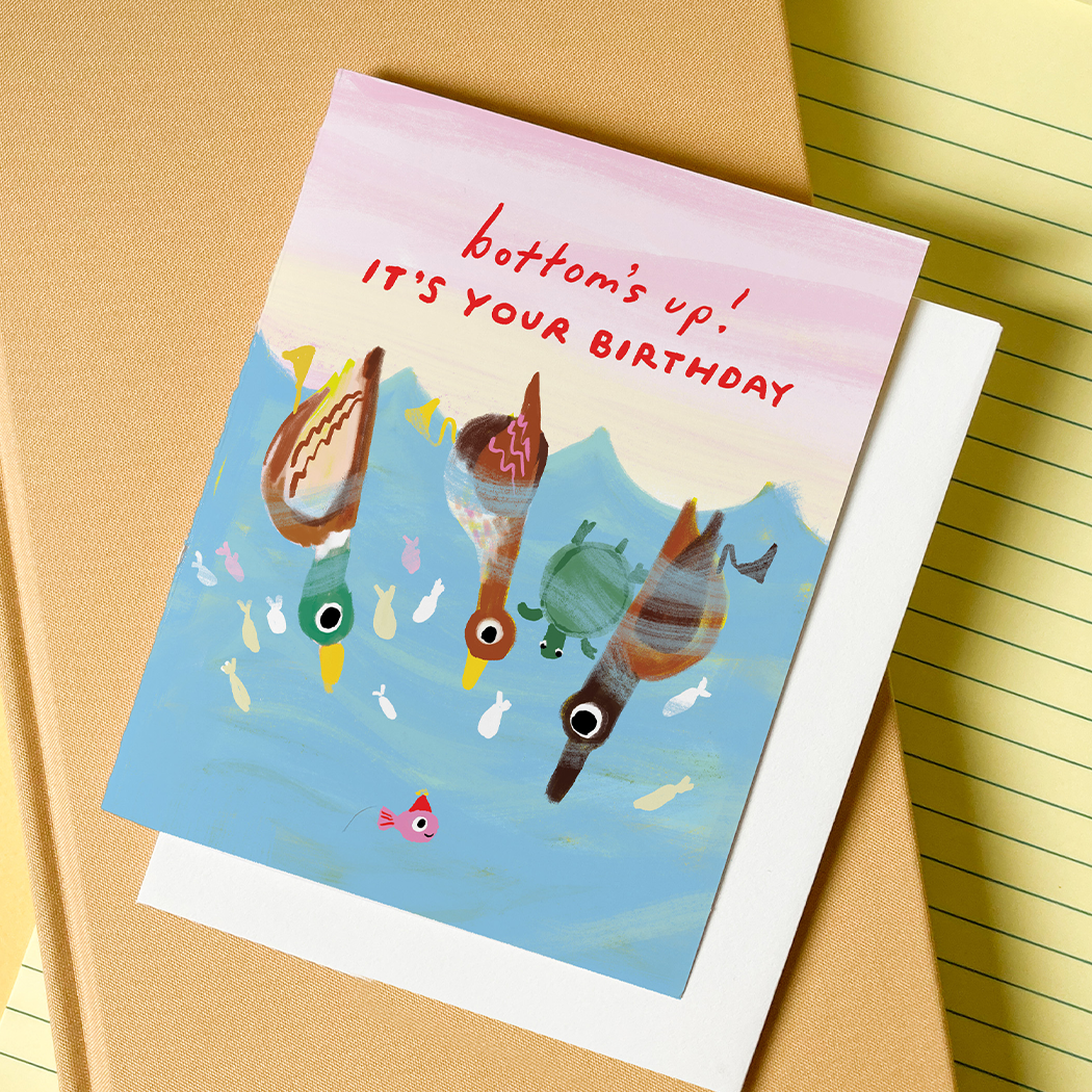 Bottoms Up Birthday – Funny Pun Birthday Card
