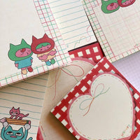 In Love | Kawaii Memo Pad: Checkered Stationery, Non-Sticky Notes