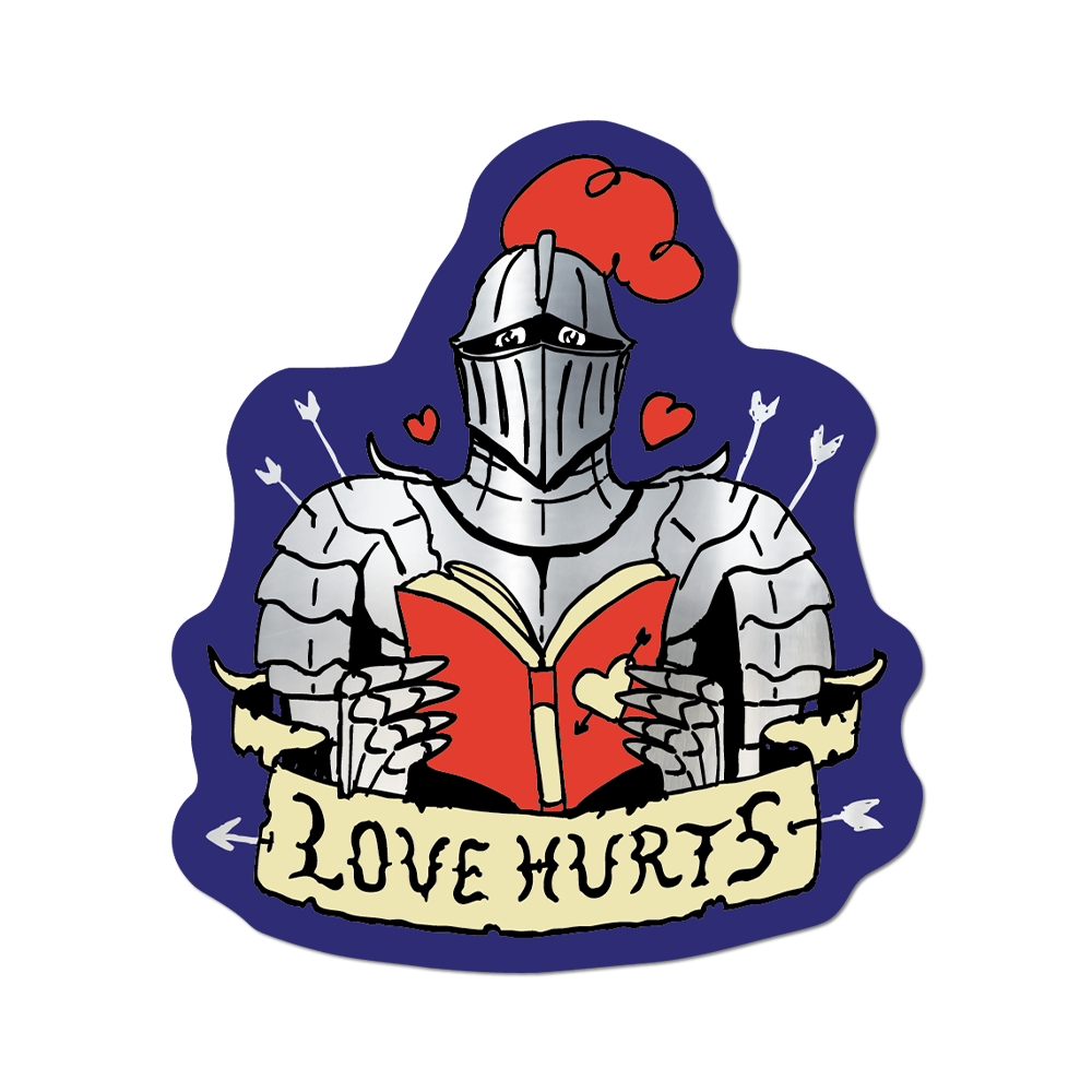 Love Hurts by Apply - Die-Cut Sticker (bookish, reading)