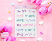 Unicorn Eclipse Goal Setting Words Sticker Sheet