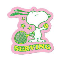 Serving by Snoopy (Tennis) - Die-Cut Sticker (Back to School)