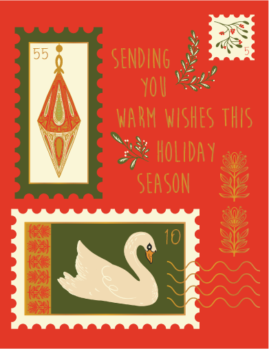 Holiday Stamps – Gold Foil Holiday & Christmas Greeting Card