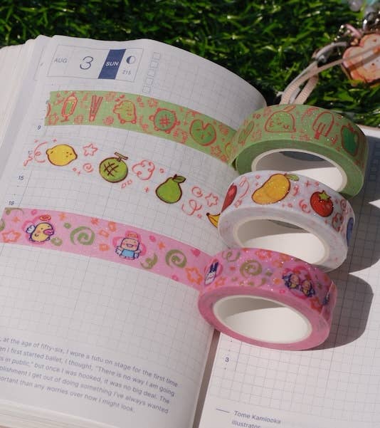 Green things glitter washi