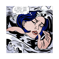 Drowning Girl by Roy Lichtenstein - Die-Cut Sticker
