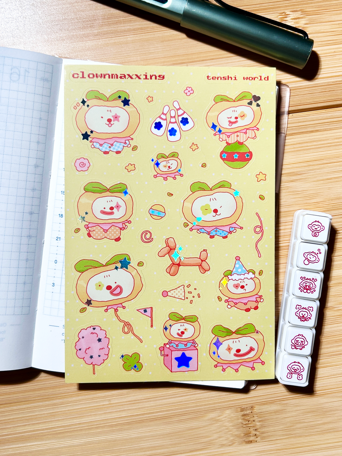 Clownmaxxing holo sticker sheet