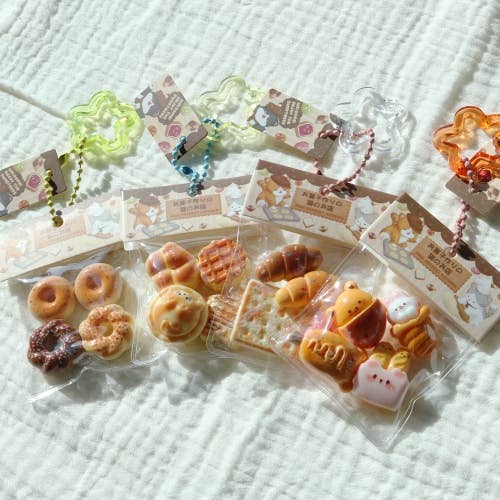 Mini Bread Dessert Clear Pouch Keyring – 24 Random Style