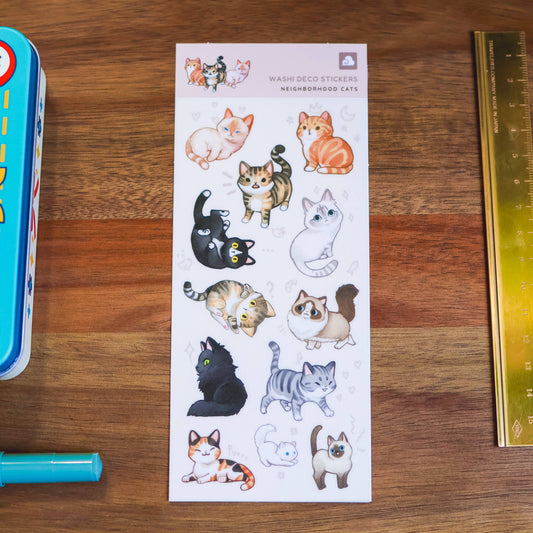Sticker Sheet (Washi) - Neighborhood Cats