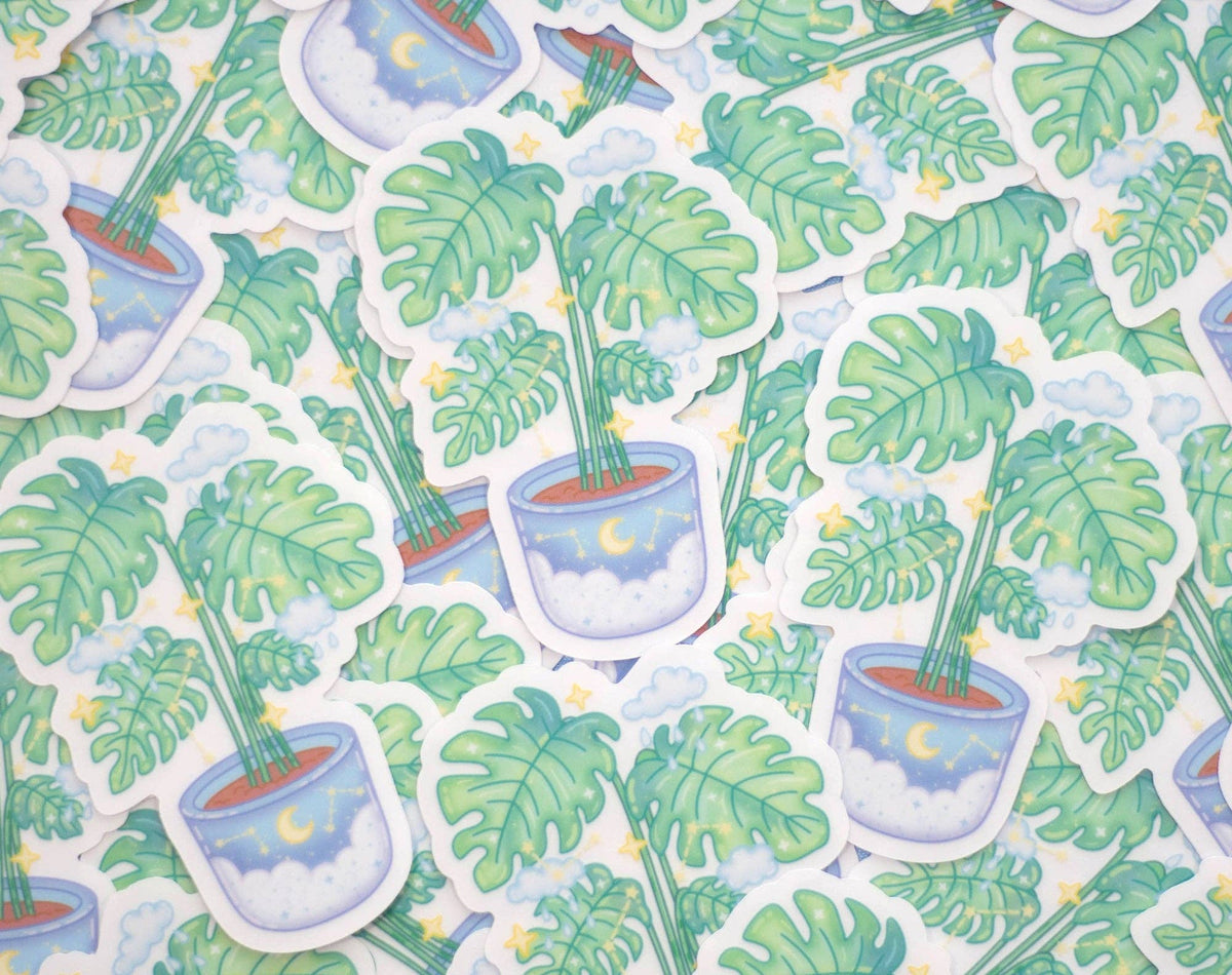 Unicorn Eclipse Monstera Clear Sticker