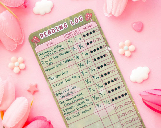 Mushroom Cottagecore Reading Log Bookmark