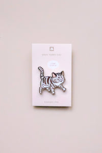 Enamel Pin - Gray Tabby Cat