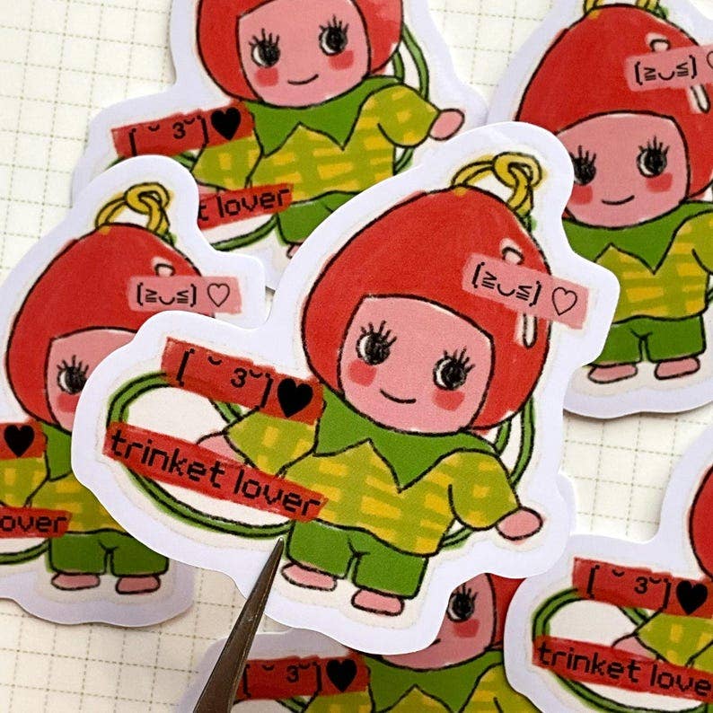 Kewpie Trinket Lover Die Cut Glossy Vinyl Sticker