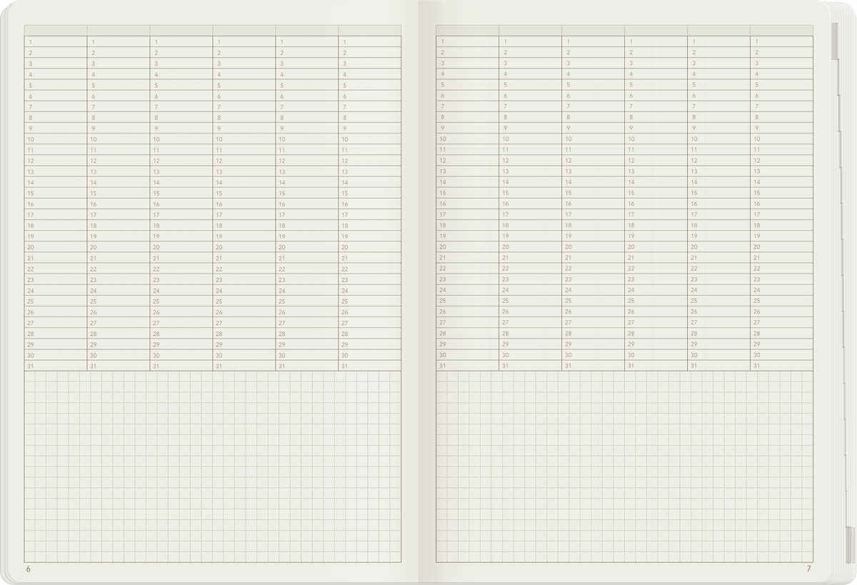 Wonderland222 A5 Core undated planner yearly overview pages