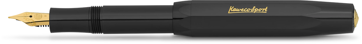 Kaweco Classic Sport fountain pen in black, posted, gold-plated nib
