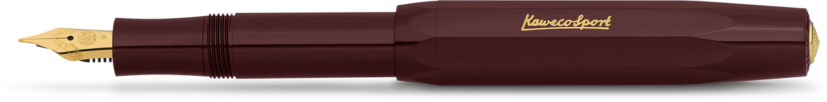 Kaweco Classic Sport fountain pen in Bordeaux red, posted, gold-plated nib