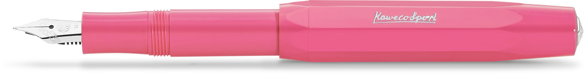 Kaweco Skyline Sport fountain pen in pastel pink, posted, silver steel nib