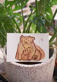 Bekah.artz Fat Bear Week Linocut & Watercolor Art Original