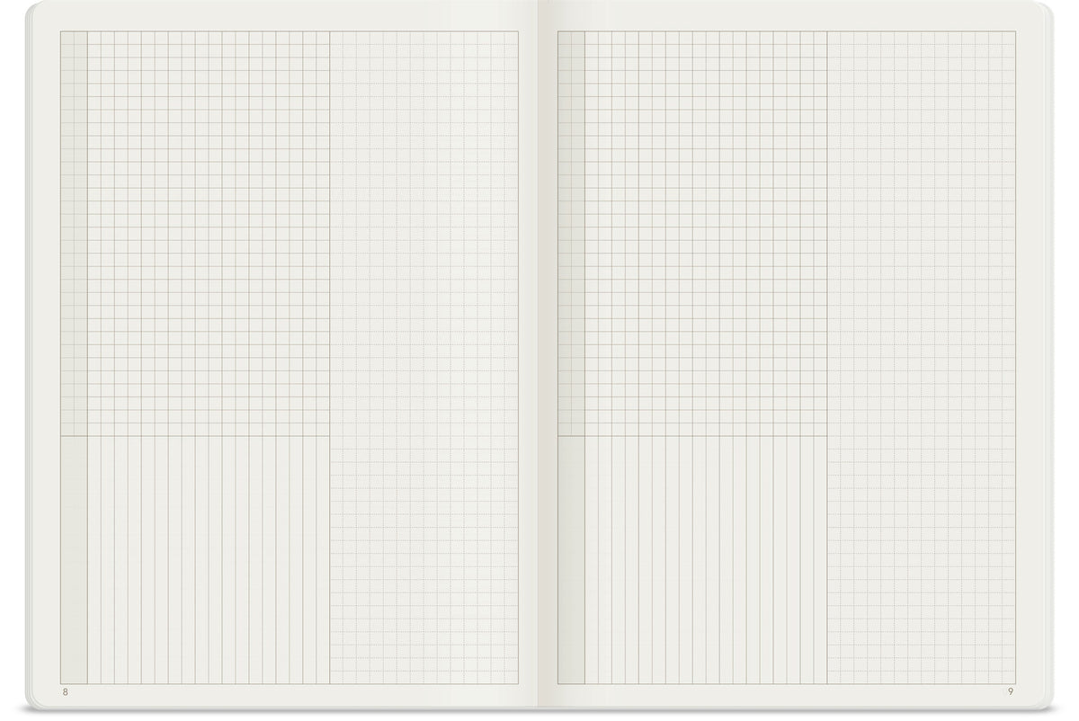 Wonderland222 A5 tracker insert open to a monthly habit tracker grid