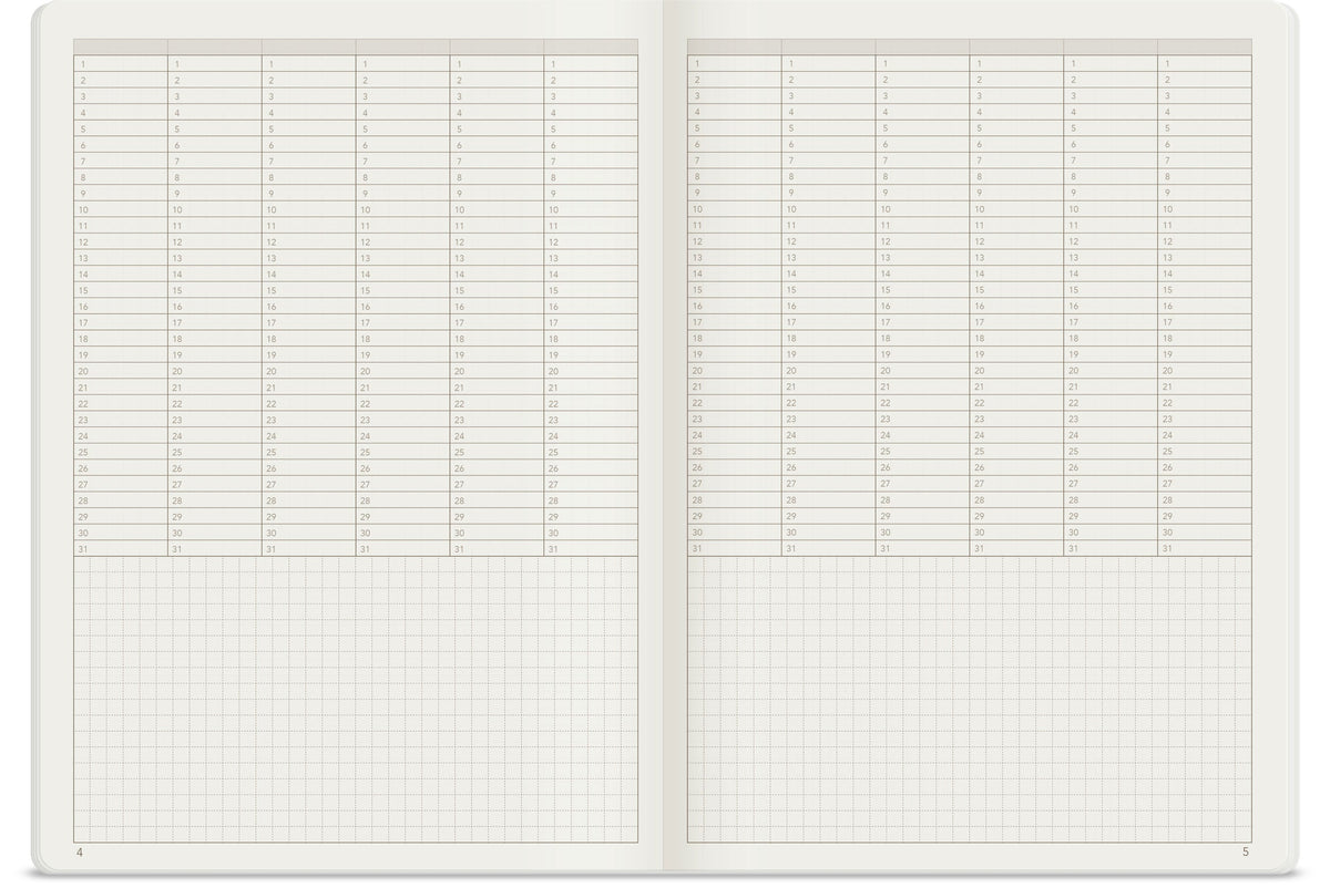 Wonderland222 A5 tracker insert yearly tracker pages numbered 1 to 31