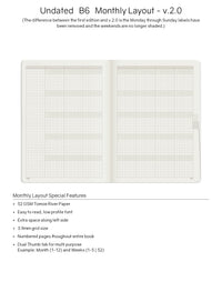 Wonderland222 B6 undated planner monthly calendar spread