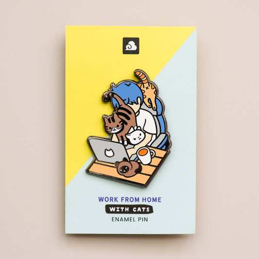 Thousand Skies Enamel Pin - Work From Home with Cats
