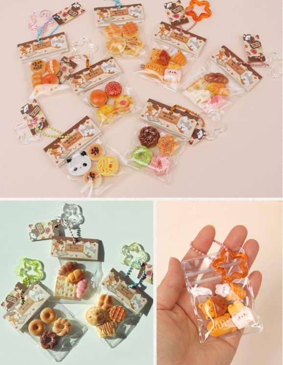 Mini Bread Dessert Clear Pouch Keyring – 24 Random Style