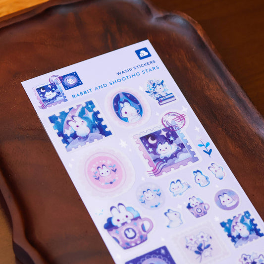 Sticker Sheet (Washi) - Rabbit and Shooting Stars