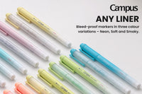 Kokuyo Campus AnyLiner dual-tip highlighter pens