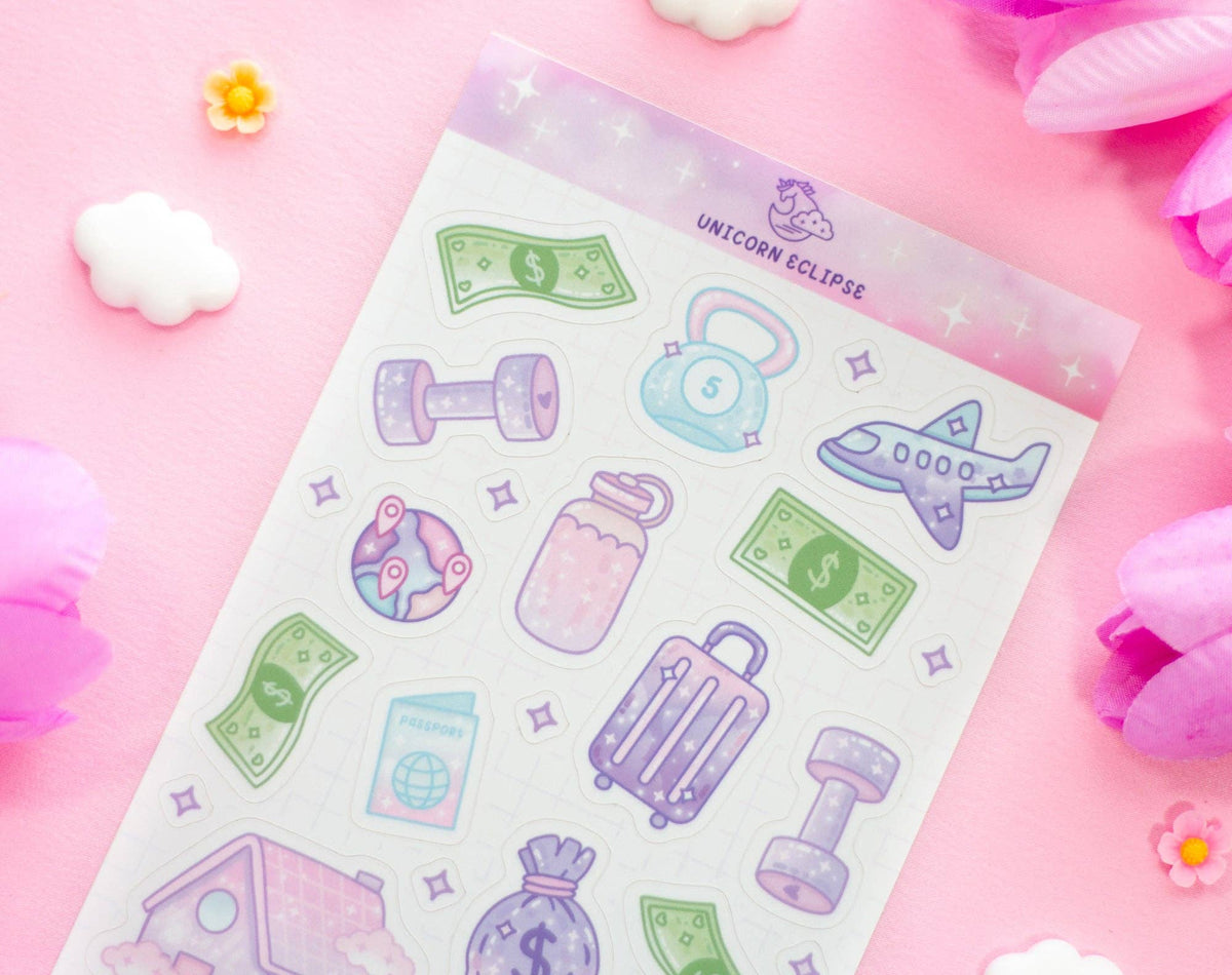 Unicorn Eclipse Life Goals Sticker Sheet