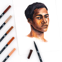 Dual Brush Pen Art Markers, Portrait, 6-Pack