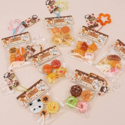 Mini Bread Dessert Clear Pouch Keyring – 24 Random Style