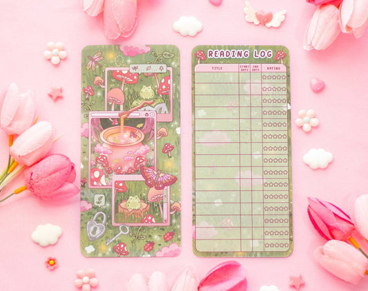 Mushroom Cottagecore Reading Log Bookmark