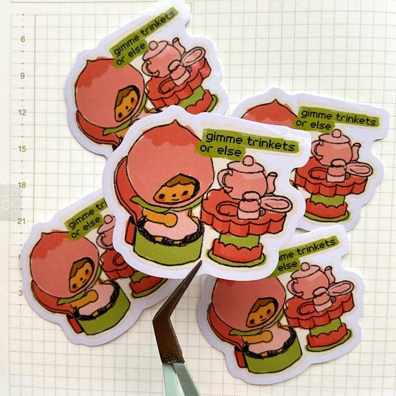 Gimme Trinkets OR ELSE | Kawaii Kewpie Trinket Sticker